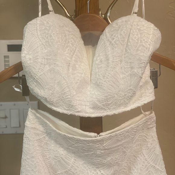 Lulu’s Perfect Plus One White Lace High-low Two-piece Dress - Picture 9 of 9